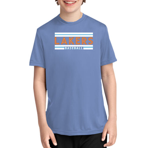 Lakers Baseball Orange - Blue Front Design LB1 on a Port & Company®  - Youth Performance Tee Thumbnail