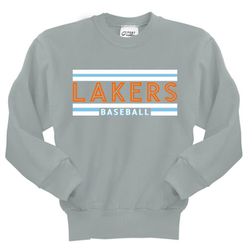 Lakers Baseball Orange - Blue Front Design LB1 on a Port & Company®  - Youth Core Fleece Crewneck Sweatshirt Thumbnail