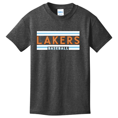 Lakers Baseball Orange - Blue Front Design LB1 on a Port & Company®  - Youth Core Cotton Tee Thumbnail