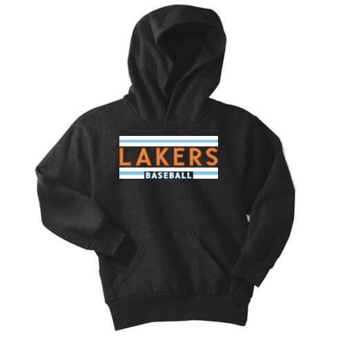 Lakers Baseball Orange - Blue Front Design LB1 on a Port & Company®  - Youth Core Fleece Pullover Ho Thumbnail