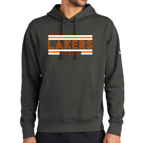 Lakers Baseball Orange - Black Front Design LB1 on a Nike® - Club Fleece Sleeve Swoosh Pullover Hood Thumbnail