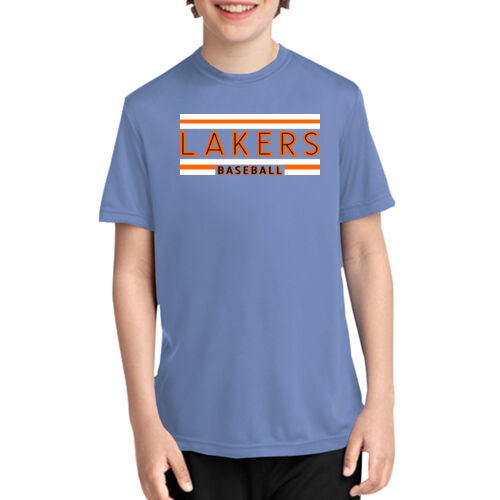 Lakers Baseball Orange - Black Front Design LB1 on a Port & Company® - Youth Performance Tee Thumbnail