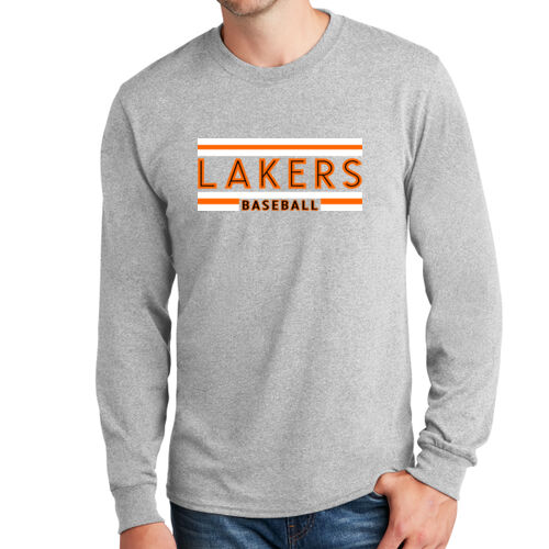 Lakers Baseball Orange - Black Front Design LB1 on a Port & Company® - Long Sleeve Core Cotton Tee Thumbnail
