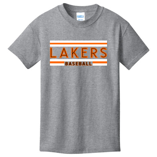 Lakers Baseball Orange - Black Front Design LB1 on a Port & Company® - Youth Core Cotton Tee Thumbnail
