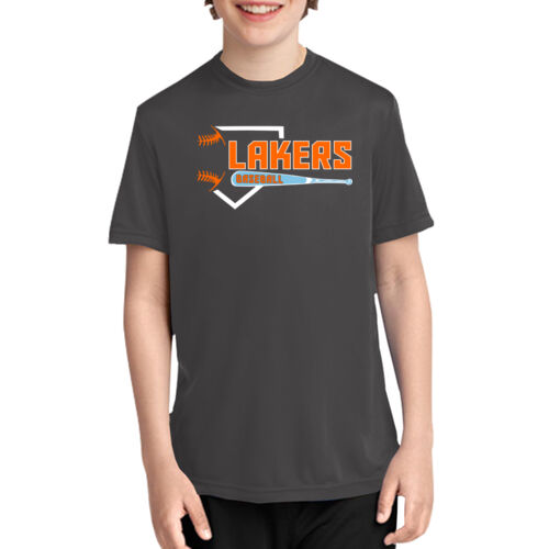 Lakers Baseball Orange - Blue Front Design LB3 on a Port & Company® - Youth Performance Tee Thumbnail