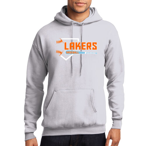 Lakers Baseball Orange - Blue Front Design LB3 on a Port & Company® - Core Fleece Pullover Hooded Sw Thumbnail