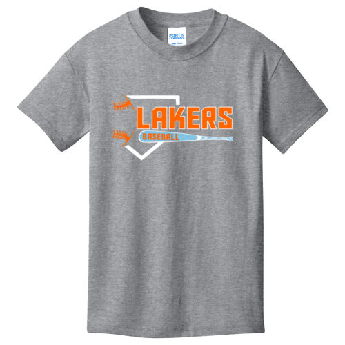 Lakers Baseball Orange - Blue Front Design LB3 on a Port & Company® - Youth Core Cotton Tee Thumbnail