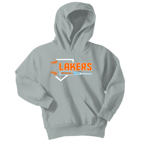 Lakers Baseball Orange - Blue Front Design LB3 on a Port & Company® - Youth Core Fleece Pullover Hoo Thumbnail