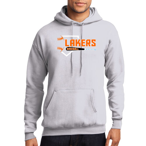 Lakers Baseball Orange - Black Front Design LB3 on a Port & Company® - Core Fleece Pullover Hooded S Thumbnail