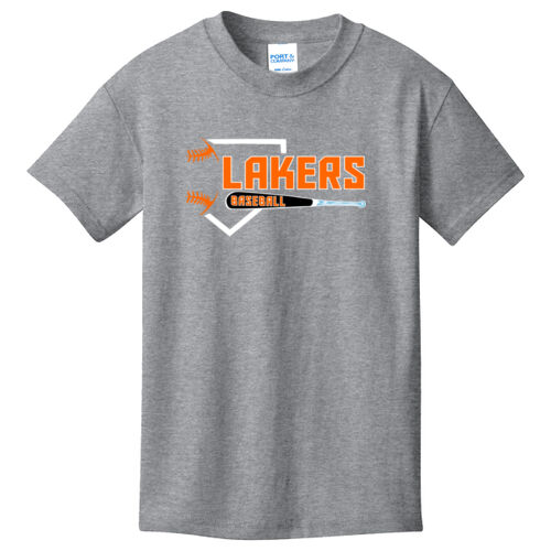 Lakers Baseball Orange - Black Front Design LB3 on a Port & Company® - Youth Core Cotton Tee Thumbnail
