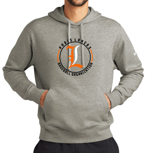 Lakers Baseball Orange - Black Front Design LB4 on a Nike® - Club Fleece Sleeve Swoosh Pullover Hood Thumbnail