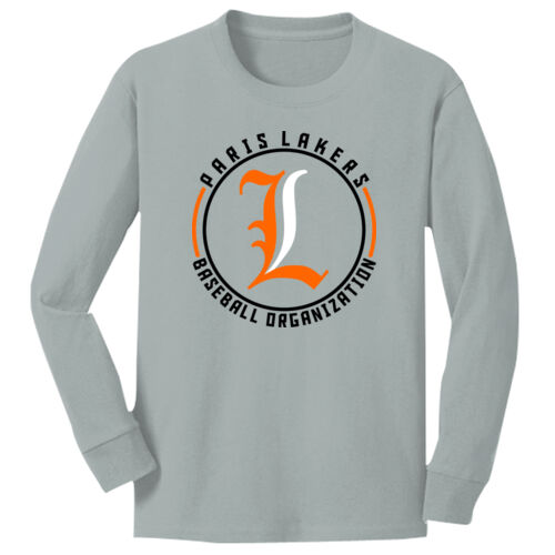 Lakers Baseball Orange - Black Front Design LB4 on a Port & Company® - Youth Long Sleeve Core Cotton Thumbnail