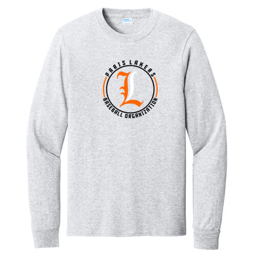 Lakers Baseball Orange - Black Front Design LB4 on a Port & Company® - Long Sleeve Core Cotton Tee Thumbnail