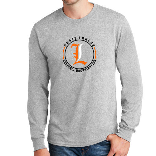 Lakers Baseball Orange - Black Front Design LB4 on a Port & Company® - Long Sleeve Core Cotton Tee Thumbnail