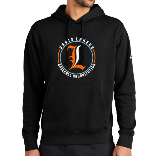 Lakers Baseball Orange - White Front Design LB4 on a Nike® - Club Fleece Sleeve Swoosh Pullover Hoodie Thumbnail