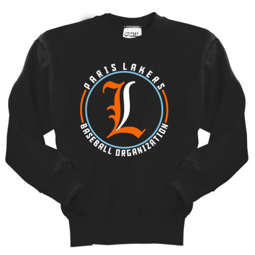 Lakers Baseball Orange - White Front Design LB4 on a Port & Company® - Youth Core Fleece Crewneck Sweatshirt Thumbnail