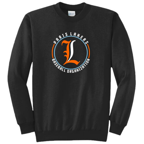 Lakers Baseball Orange - White Front Design LB4 on a Port & Company® - Core Fleece Crewneck Sweatshirt Thumbnail